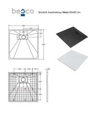 Ruudukujuline dušialus Besco Vexo, 80x80, 90x90 cm hind ja info | Dušialused | hansapost.ee