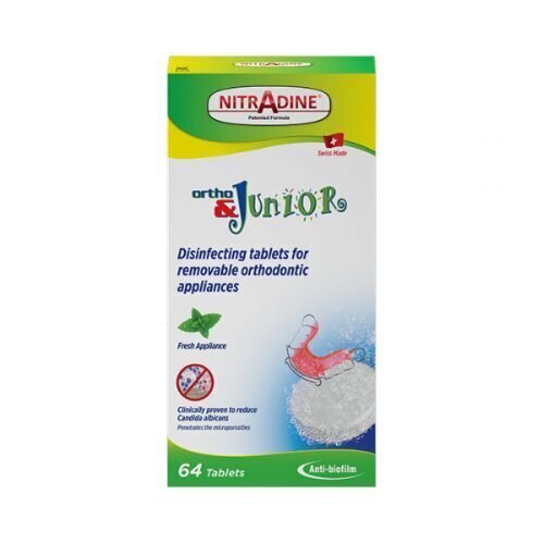 Ortodontiliste seadmete tabletid NitrAdine, 64 tk. цена и информация | Hambaharjad, hampapastad ja suuloputusvedelikud | hansapost.ee