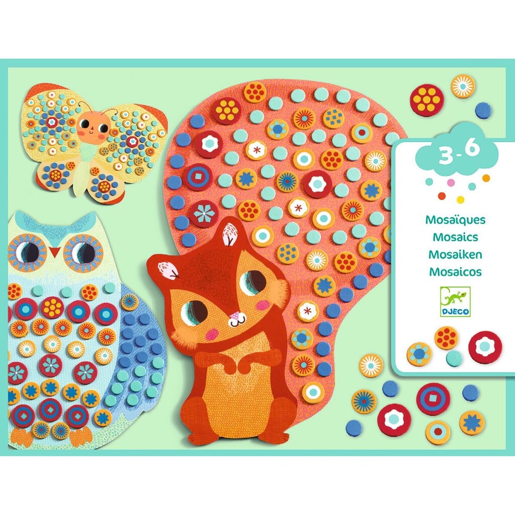 Loominguline komplekt - Mosaiigid väikestele - Loomad, DJECO DJ08897 цена и информация | Arendavad laste mänguasjad | hansapost.ee