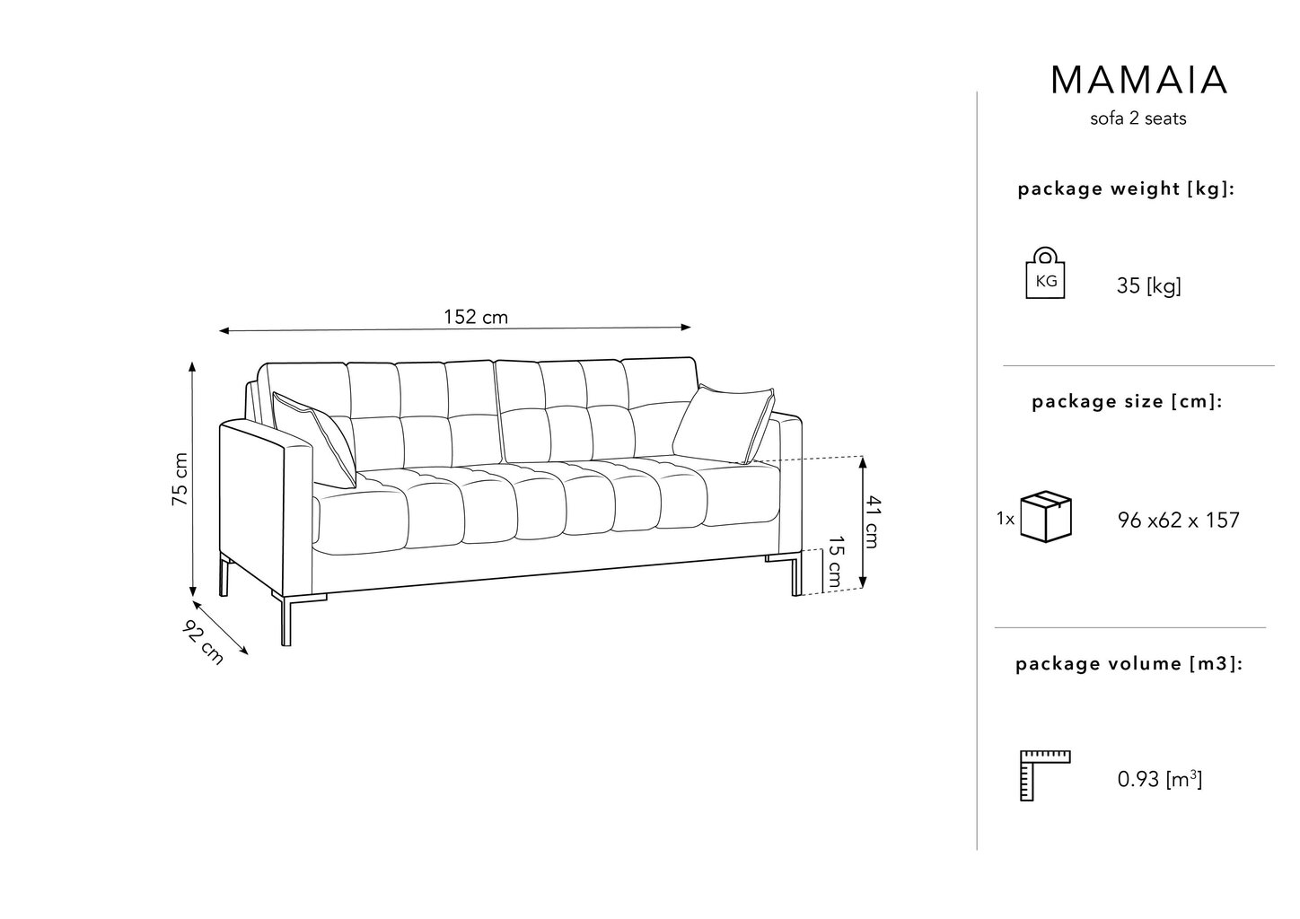 Diivan Micadoni Home Mamaia 2S, tumehall/must hind ja info | Diivanvoodid ja diivanid | hansapost.ee