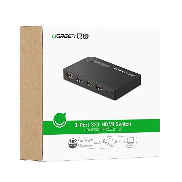 Lüliti Ugreen HDMI - 3x HDMI, 3D, 4K, 7,5 Gbps, 36 bit hind ja info | Võrgulülitid | hansapost.ee