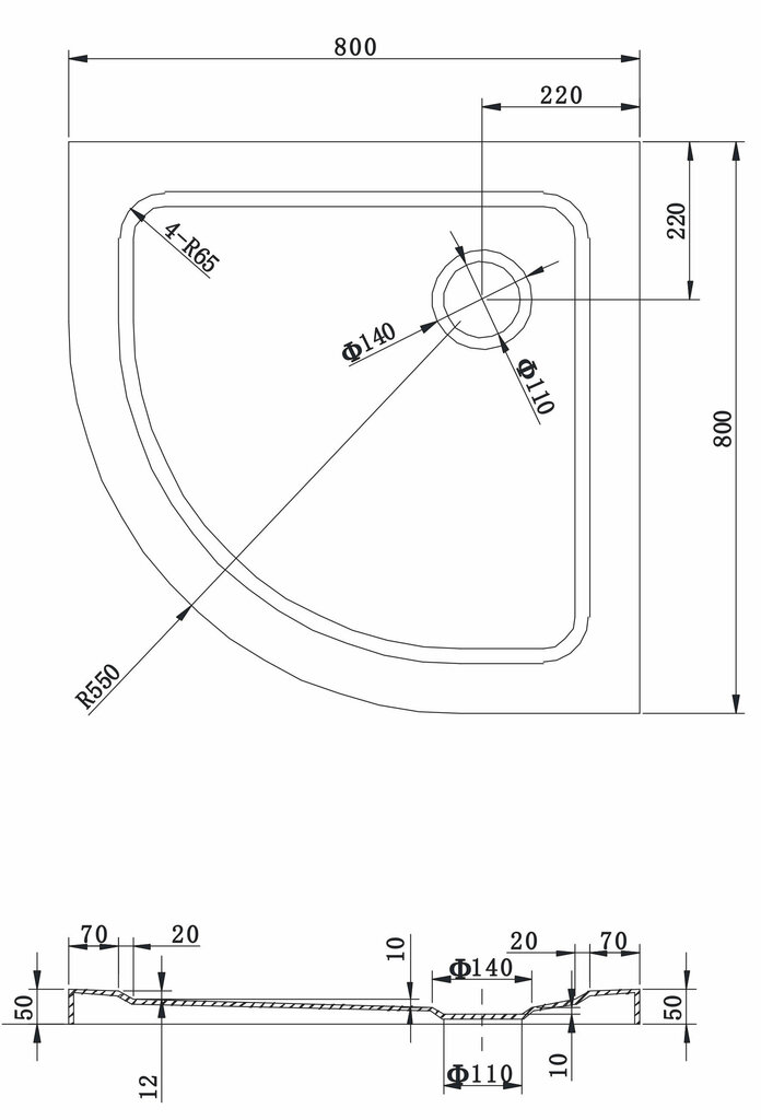 Poolringikujuline dušialus Mexen Slim sifooniga, 70x70,80x80,90x90 cm hind ja info | Dušialused | hansapost.ee