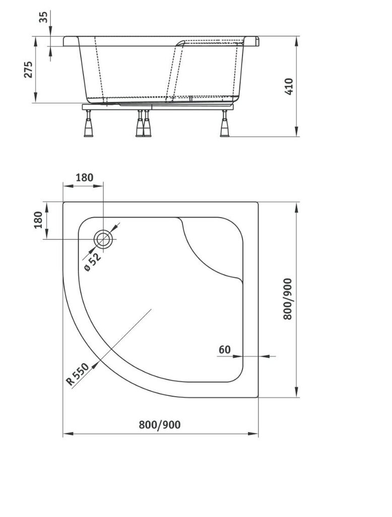 Dušialus Deante Deep viimistlusega 80x80, 90x90 cm hind ja info | Dušialused | hansapost.ee