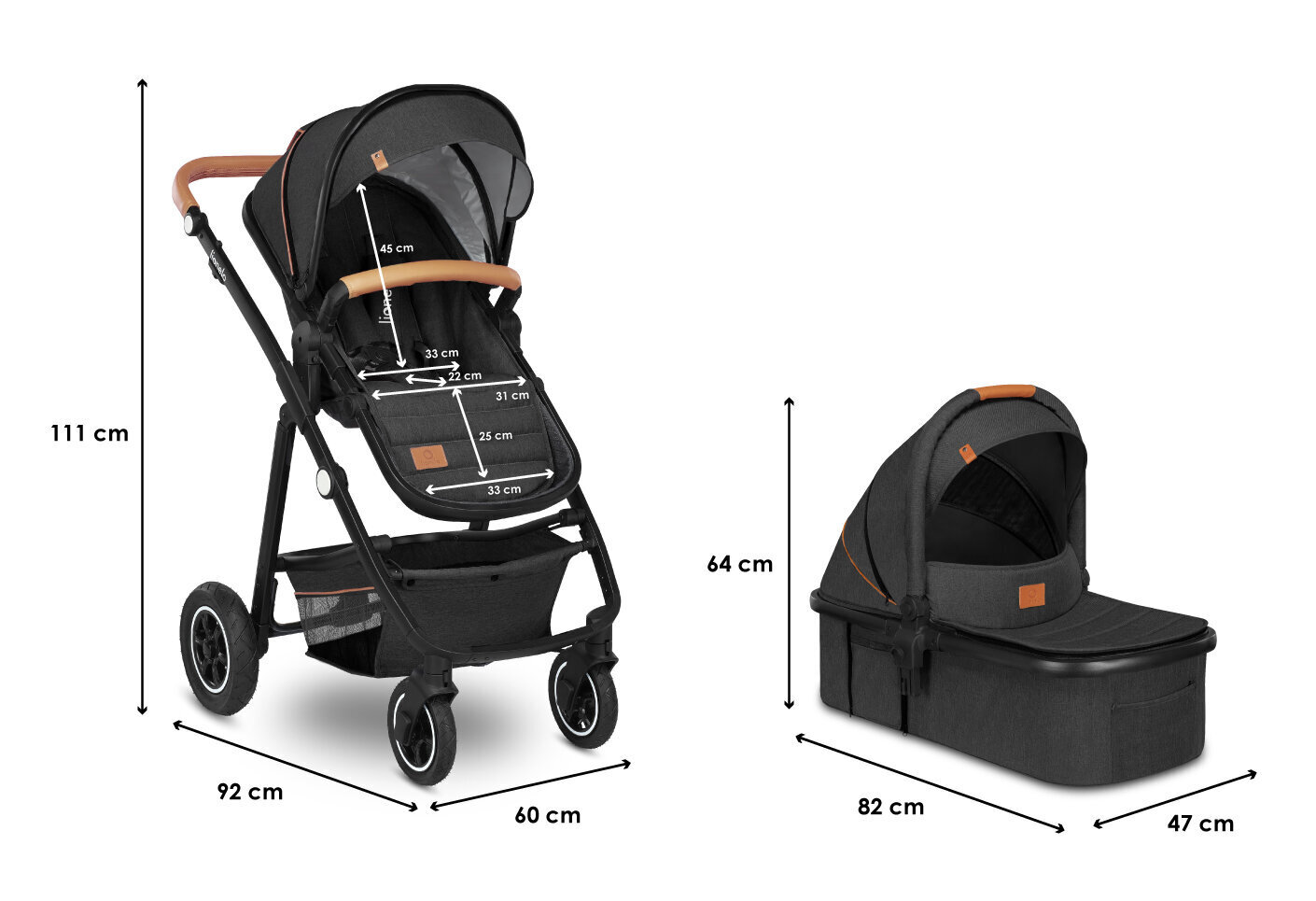 Universaalne jalutuskäru Lionelo Amber 2in1, Grey graphite цена и информация | Vankrid, jalutuskärud | hansapost.ee