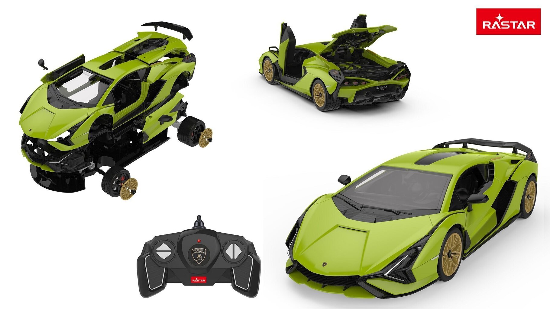 Raadio teel juhitav mudelauto-konstruktor Rastar Lamborghini Sian 1:18, 97400 цена и информация | Mänguasjad poistele | hansapost.ee