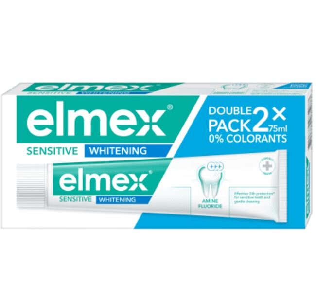 Elmex Sensitiv e Teeth Whitening hambapasta valgendav Duopack 2x 75 ml цена и информация | Hambaharjad, hampapastad ja suuloputusvedelikud | hansapost.ee