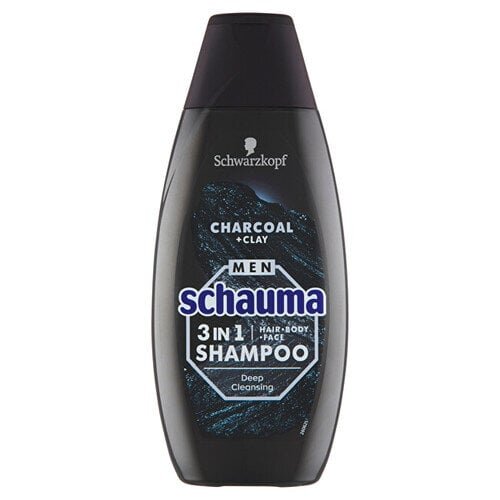 Schauma Meeste 3in1 Charocal + savi (juukse šampoon kehale) 400 ml hind ja info | Šampoonid | hansapost.ee