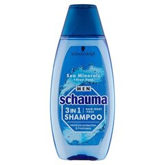 Schauma Meeste šampoon 3in1 Sea Mineral s + Aloe Vera (Hair Face Body Shampoo) 400 ml цена и информация | Шампуни | hansapost.ee