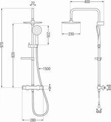 Dušisüsteem termostaadiga Mexen KX33, Kroom hind ja info | Dušikomplektid ja süsteemid | hansapost.ee
