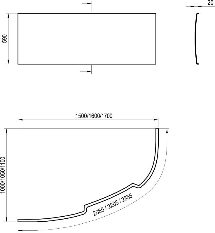 Viimistlusplaat Asymmetric 150-170 L/R, Ravak, Mõõdud: 160 cm Külg: Parem hind ja info | Vannitoa lisatarvikud | hansapost.ee