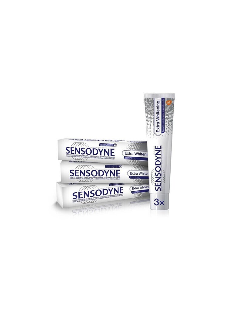 Valgendav hambapasta Sensodyne Extra Whitening Tripack, 3 x 75 ml hind ja info | Hambaharjad, hampapastad ja suuloputusvedelikud | hansapost.ee