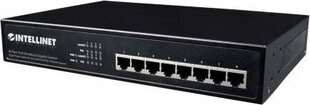 Конвертер Intellinet Gigabit switch 8X 10/100/1000 RJ45 PoE+ 140W 19" rack цена и информация | Коммутаторы (Switch) | hansapost.ee