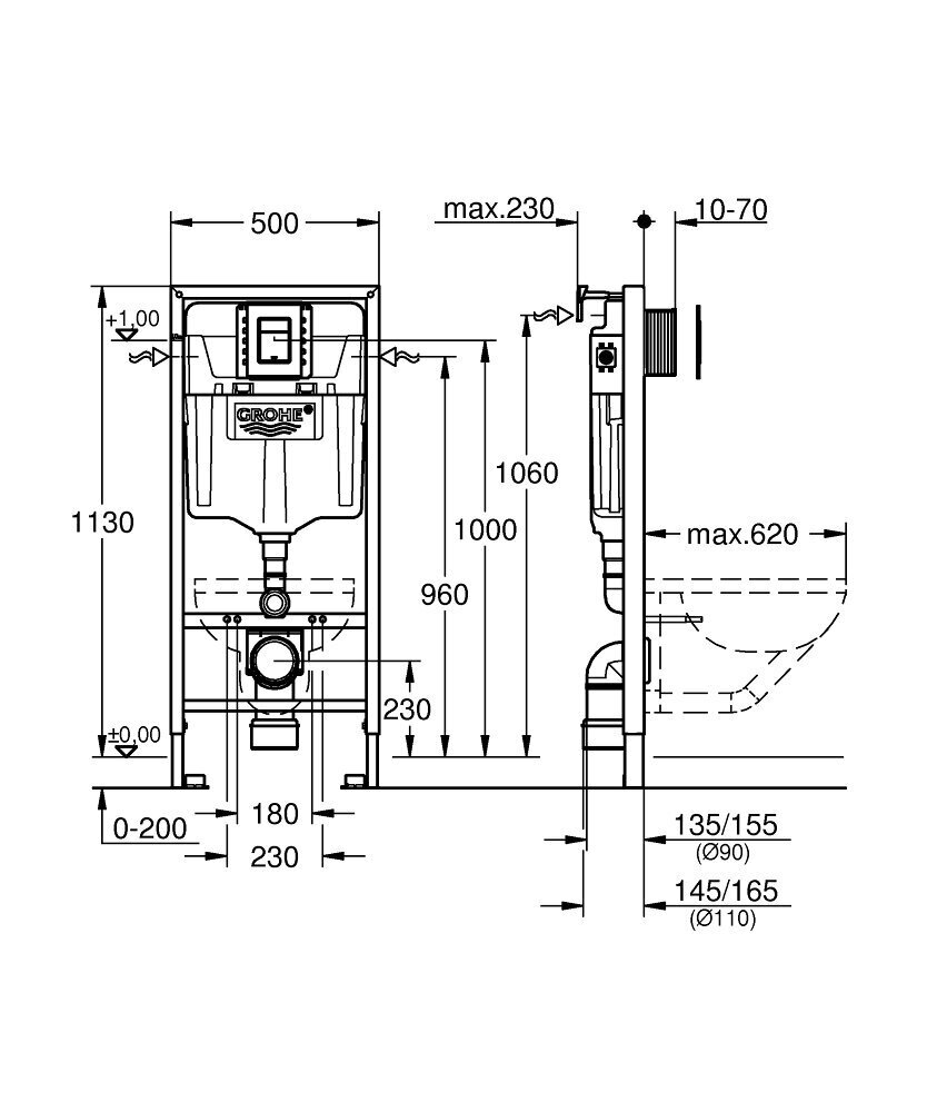 Grohe Rapid SL WC raami komplekt võtmega Skate Cosmo S kroom 37535000, klambritega (3 IN 1) hind ja info | WC-poti lisatarvikud | hansapost.ee