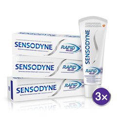 Sensodyne Hambapasta tundlikele hammastele Rapid 3 x 75 ml цена и информация | Зубные щетки, пасты | hansapost.ee