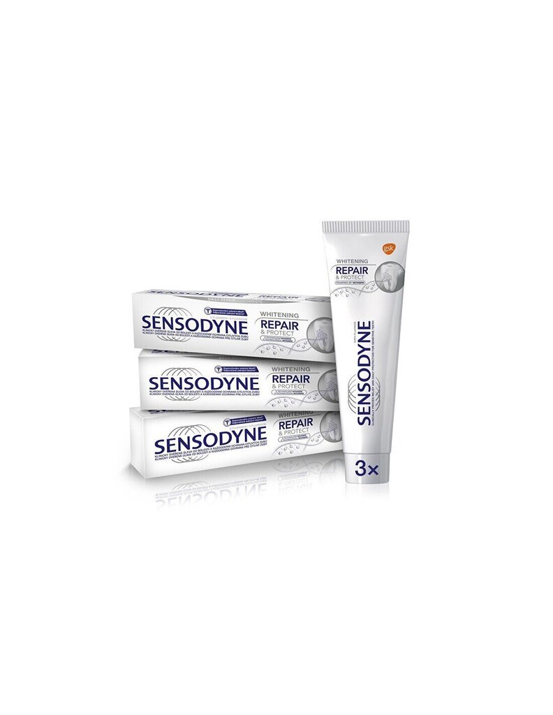 Sensodyne Hambapasta Repair & Protect Whitening 3 x 75 ml цена и информация | Hambaharjad, hampapastad ja suuloputusvedelikud | hansapost.ee