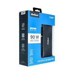 Laadija, universaalne REBEL for Notebook/Laptop 90W/18-20V, must hind ja info | Rebel Sülearvutid ja tarvikud | hansapost.ee