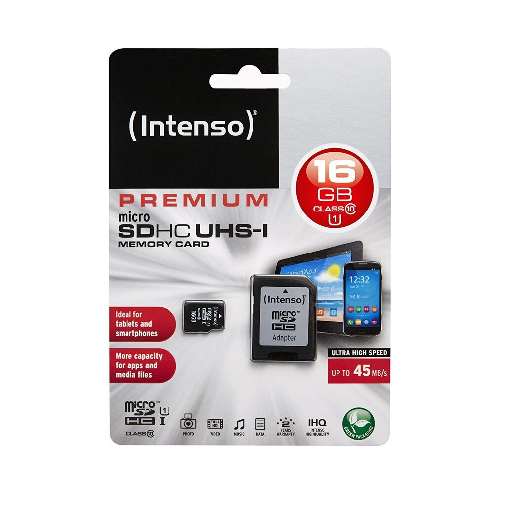 MicroSDHC 16GB klass 10 mälukaart adapteriga hind ja info | Mälukaardid mobiiltelefonidele | hansapost.ee