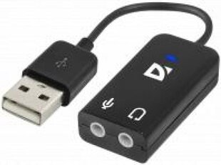 USB helikaart Defender AUDIO-USB, USB (M) - 2 x 3.5 mm (F) - цена и информация | Адаптеры, USB-разветвители | hansapost.ee