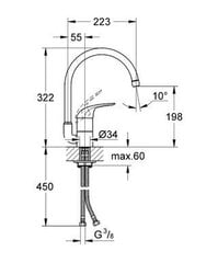 Смеситель для кухни Grohe Euroeco, 32752000 цена и информация | Кухонные смесители | hansapost.ee