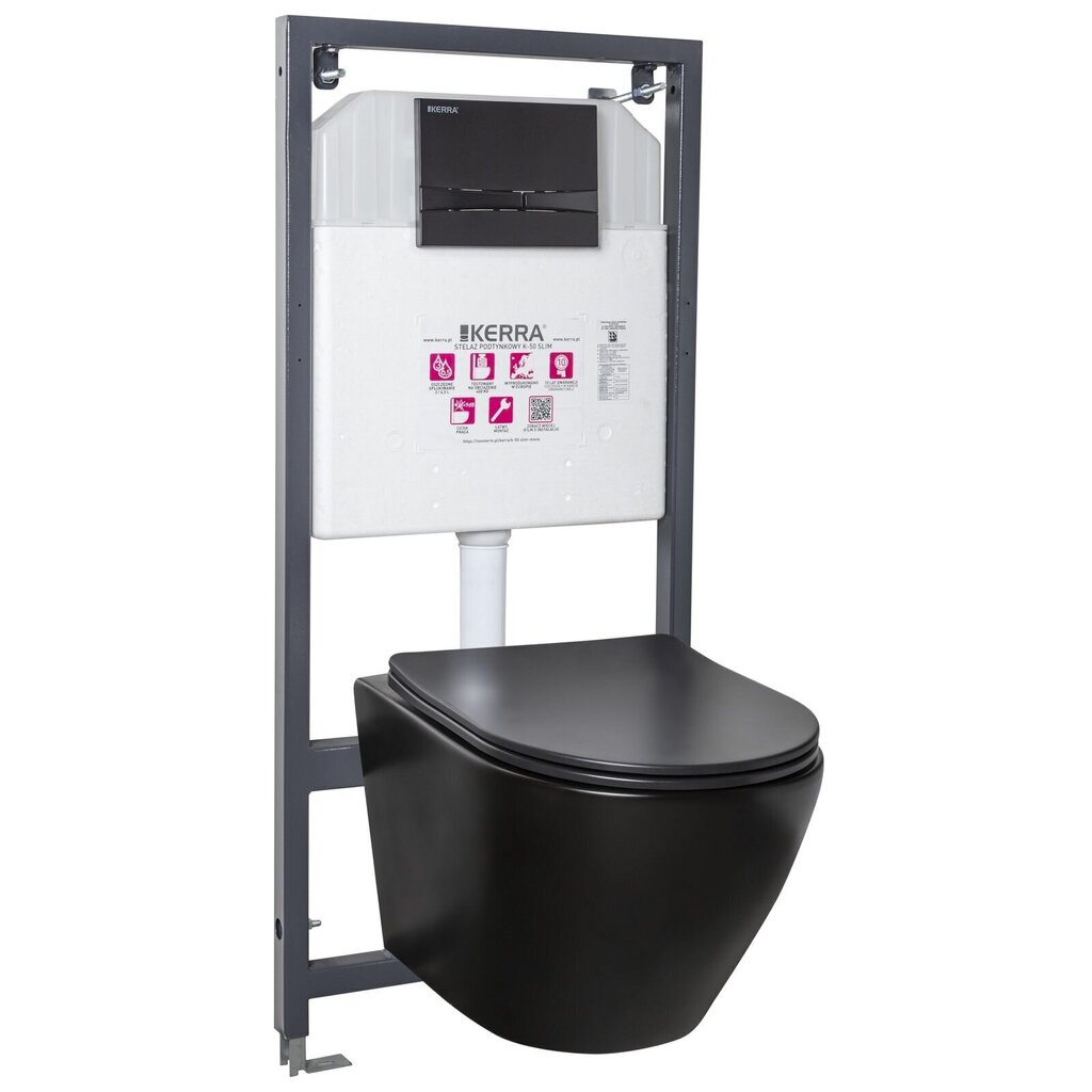 Peidetud WC-poti komplekt Kerra Delos BLM/Adriatic Black koos wc-poti ja nupuga цена и информация | WС-potid | hansapost.ee