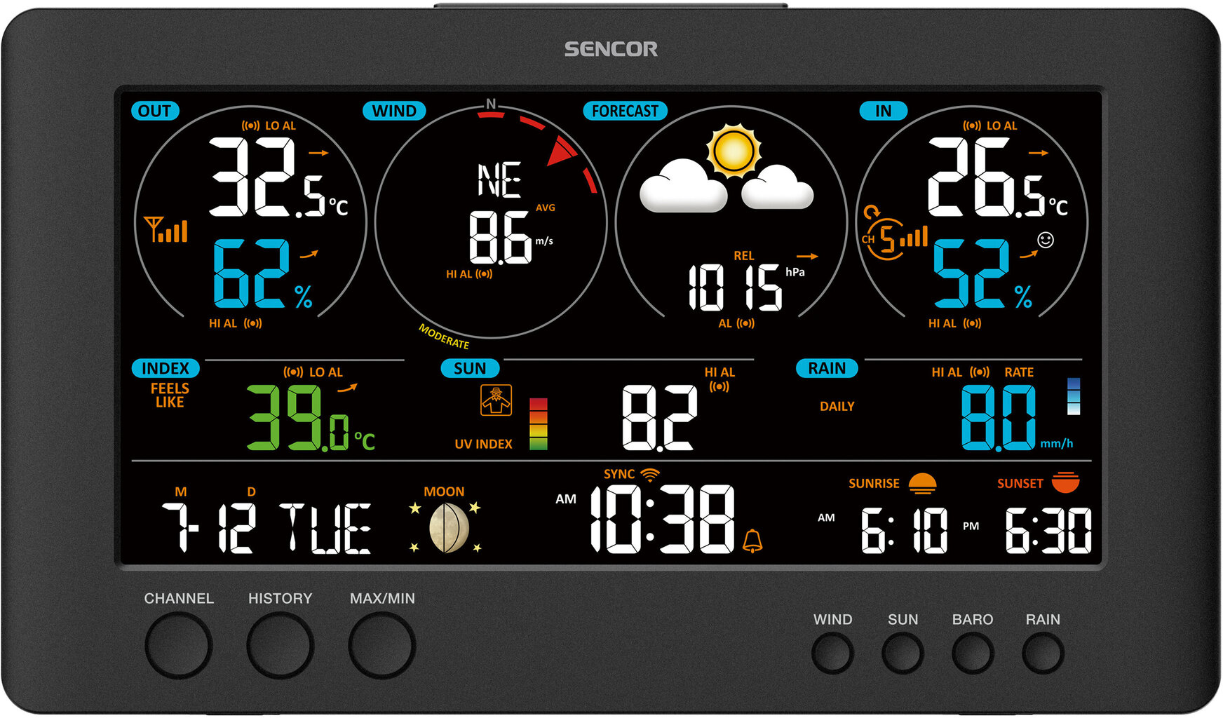 Professionaalne ilmajaam Sencor SWS 12500 WIFI, 7in1 hind ja info |  Termomeetrid ja niiskuse mõõtjad | hansapost.ee