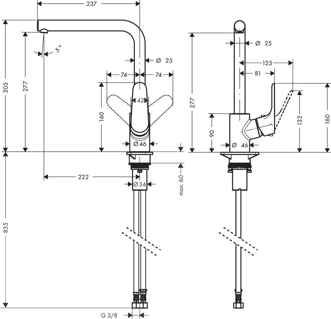 Hansgrohe Focus M41 280 köögisegisti, Matt Black, 31817670 цена и информация | Köögisegistid | hansapost.ee