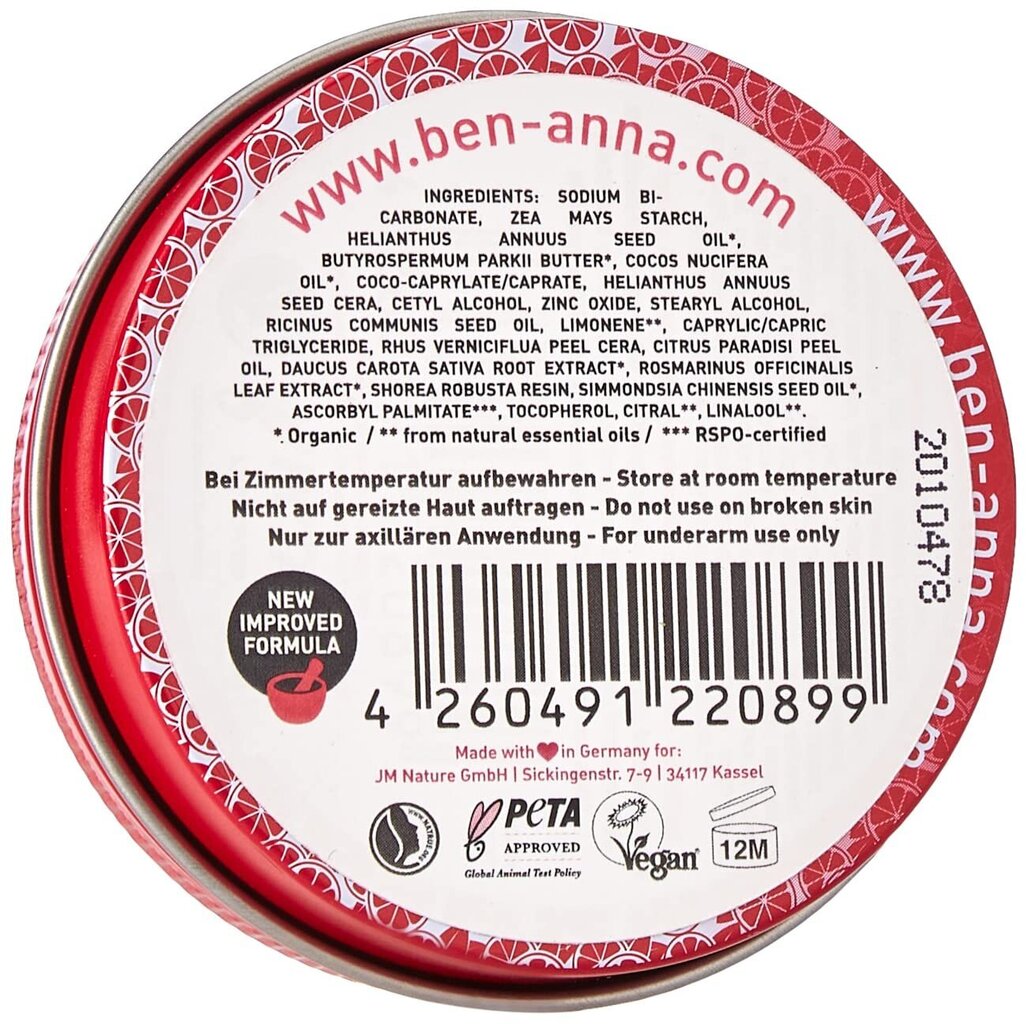 Kreemjas deodorant purgis Ben&Anna Pink Grapefruit, 45 g hind ja info | Deodorandid | hansapost.ee