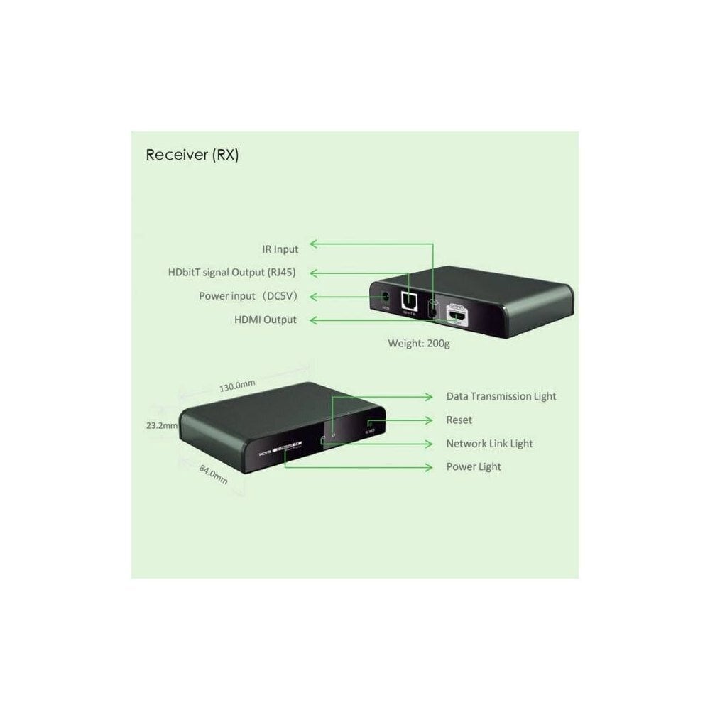 HDMI pikenduse vastuvõtja Techly HDbitT Cat.6/6A/7 kuni 120 m, IR-ga цена и информация | USB adapterid ja jagajad | hansapost.ee