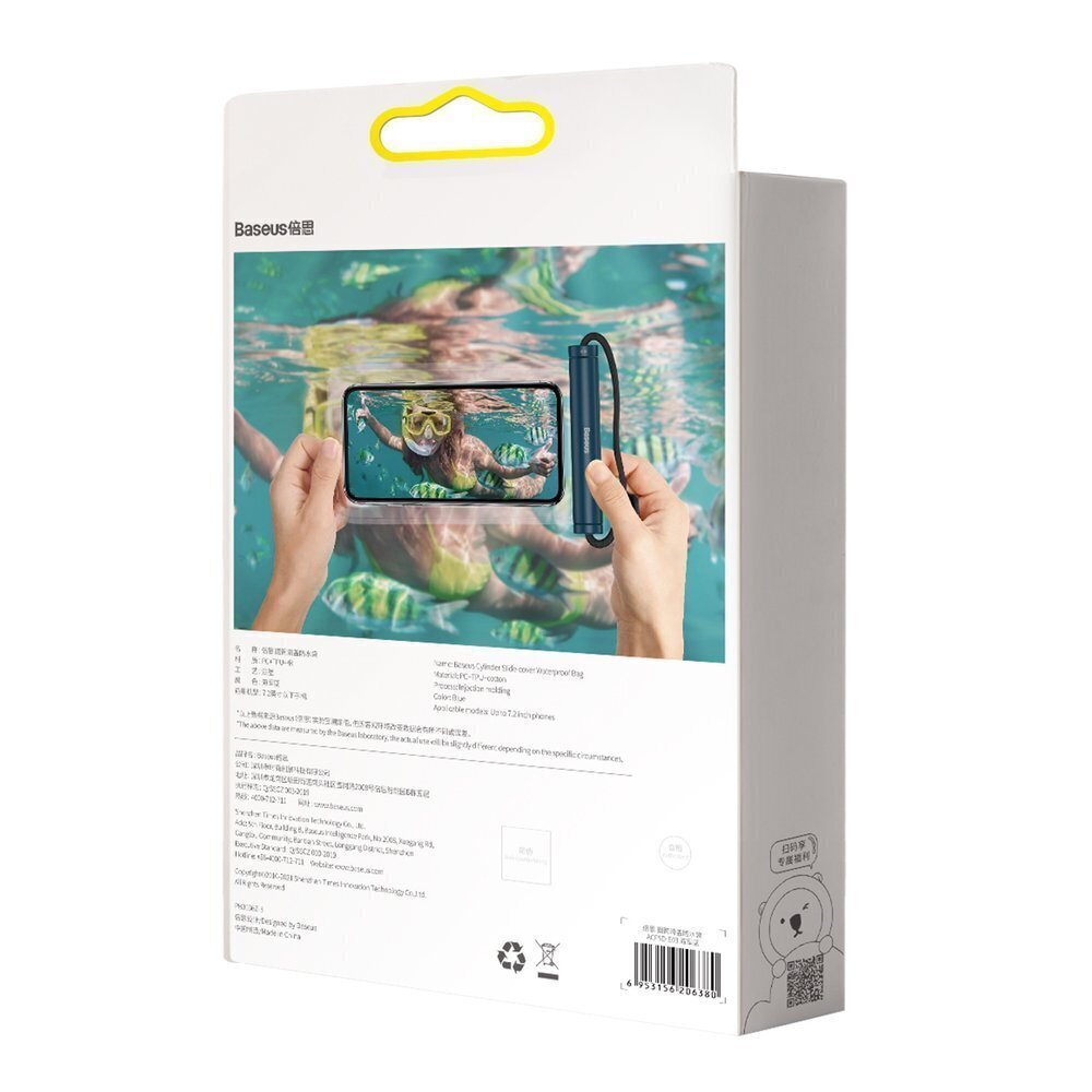 Baseus transparent waterproof phone case bag for swimming pool beach blue (ACFSD-E03) hind ja info | Telefonide kaitsekaaned ja -ümbrised | hansapost.ee