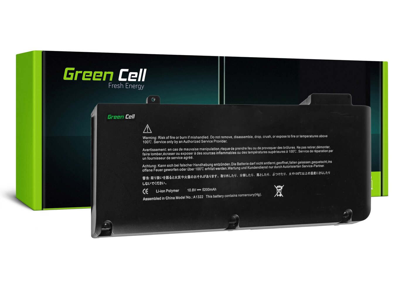 Green Cell ® Laptop Battery A1322 for Apple MacBook Pro 13 A1278 2009-2012 hind ja info | Sülearvuti akud | hansapost.ee