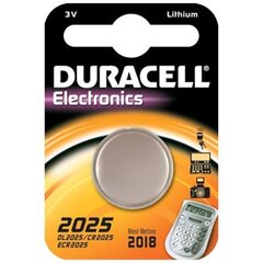 Литиевая батарея Duracell CR2025 Long Lasting Power 3V Lithium Tablet Battery (DL2025) (1шт.) цена и информация | Батарейки | hansapost.ee