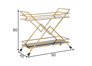 Стол - тележка Glam 90, черный/золотой цвет цена и информация | Кухонные и обеденные столы | hansapost.ee