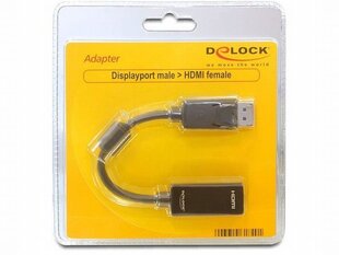 Адаптер для DisplayPort на HDMI DELOCK Adaptador DisplayPort > HDMI 13 см, чёрный цена и информация | Аксессуары для Smart TV | hansapost.ee