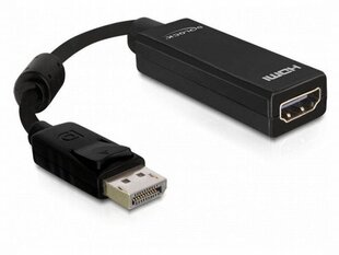 Адаптер для DisplayPort на HDMI DELOCK Adaptador DisplayPort > HDMI 13 см, чёрный цена и информация | Аксессуары для Smart TV | hansapost.ee