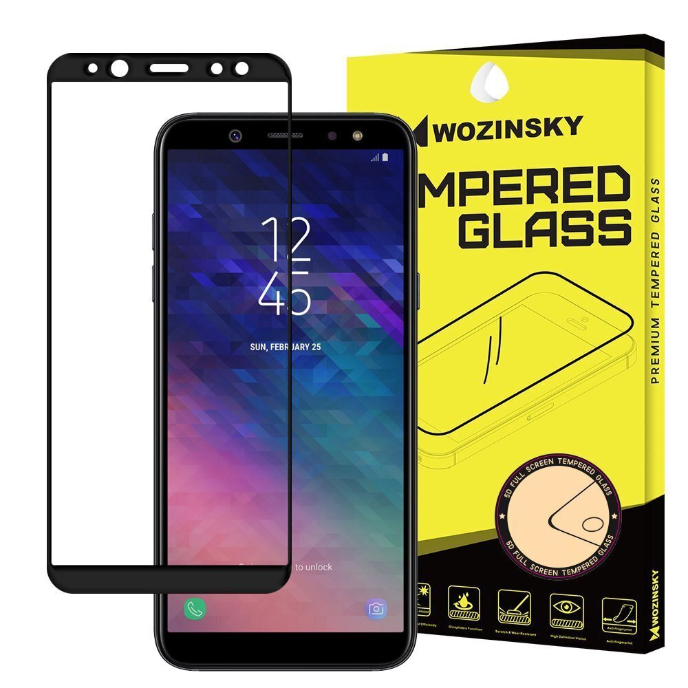 Wozinsky karastatud kaitseklaas, sobib Samsung Galaxy A6 2018, must цена и информация | Ekraani kaitseklaasid ja kaitsekiled | hansapost.ee