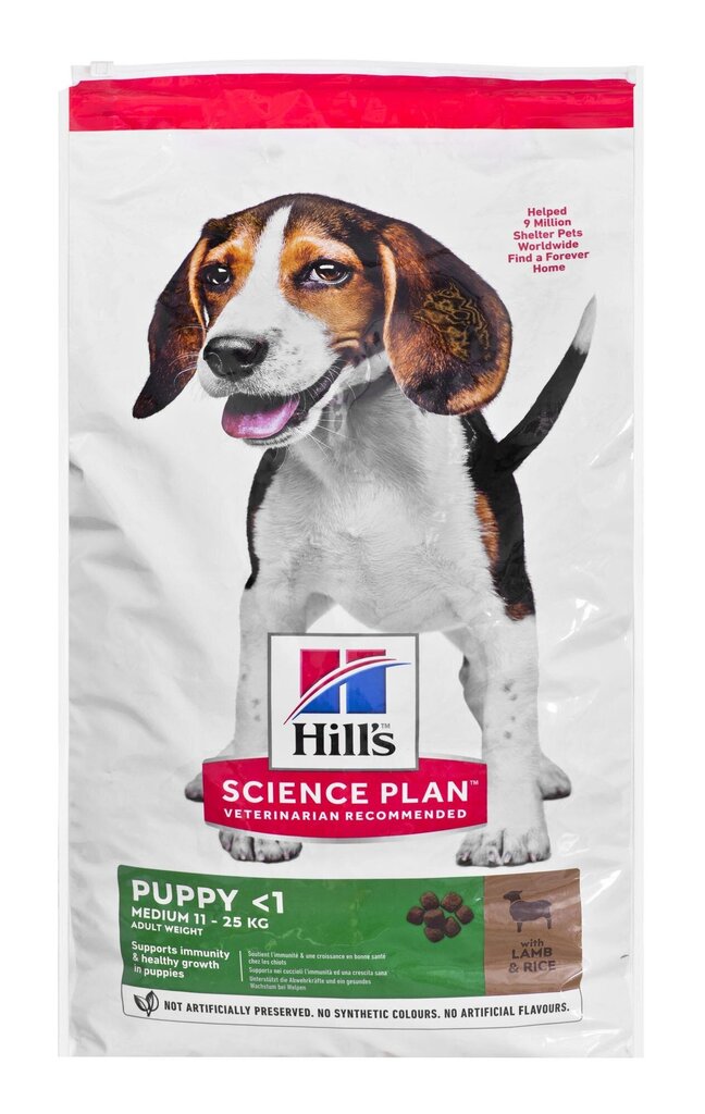 Kuivtoit kutsikatele Hill's Science Plan Puppy Medium lambaliha ja riisiga, 14 kg hind ja info | Koerte kuivtoit ja krõbinad | hansapost.ee