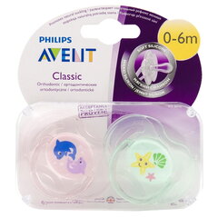 Пустышка Philips Avent "Классическая M", 0-6 мес., 2 шт., SCF169/36 цена и информация | Пустышки | hansapost.ee