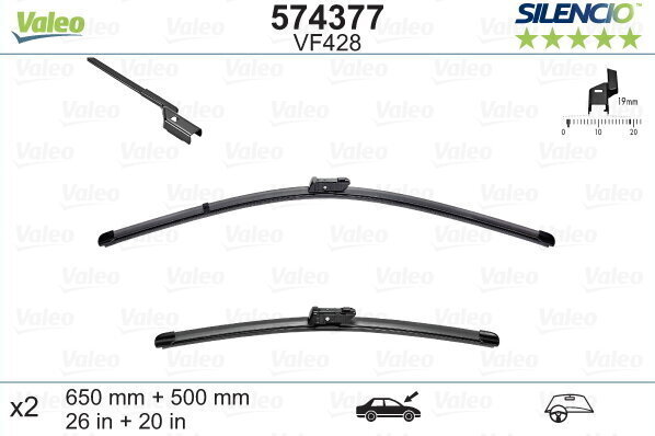 Kojameeste komplekt Valeo Silencio VF428 650/500mm VOLVO, BMW, LEXUS hind ja info | Kojamehed | hansapost.ee