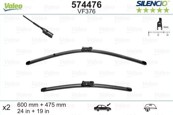 Kojameeste komplekt Valeo Silencio VF376 600/475mm VW, AUDI цена и информация | Kojamehed | hansapost.ee