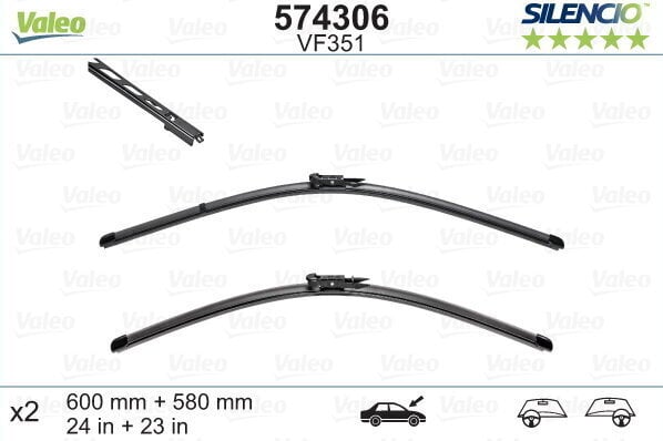 Kojameeste komplekt Valeo Silencio VF351 600/580mm BMW цена и информация | Kojamehed | hansapost.ee