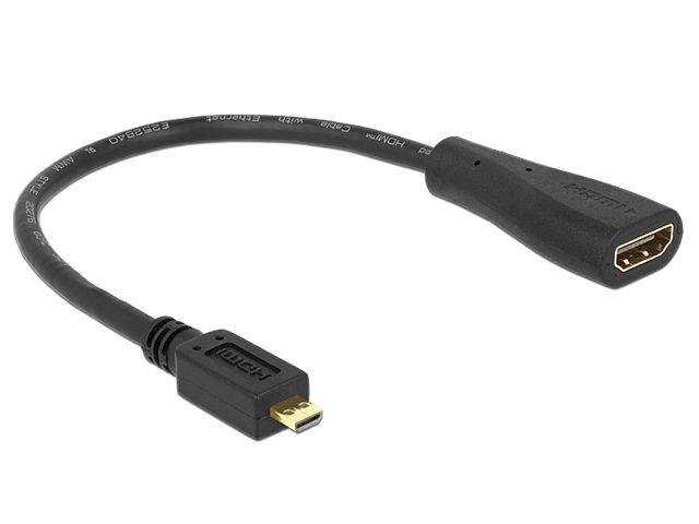 Delock - Adapter Micro HDMI-D(M)->HDMI-A(F) 23cm цена и информация | USB adapterid ja jagajad | hansapost.ee
