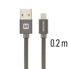 USB kaabel Swissten Textile 3A Lightning, 0.2 m, hall hind ja info | Swissten Televiisorid ja tarvikud | hansapost.ee