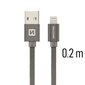 USB kaabel Swissten Textile 3A Lightning, 0.2 m, hall цена и информация | Juhtmed ja kaablid | hansapost.ee
