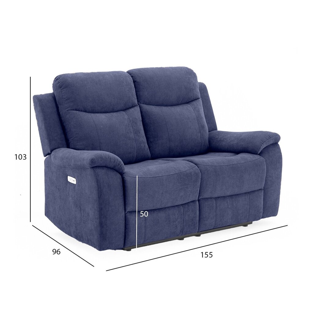 Diivan Milo 2-kohaline 155x96xH103cm, elektriline recliner, sinine hind ja info | Tugitoolid | hansapost.ee