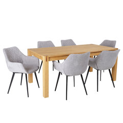 Обеденный стол Chicago New 6 с 6 стульями, коричневый/светло-серый цена и информация | Комплекты мебели для столовой | hansapost.ee