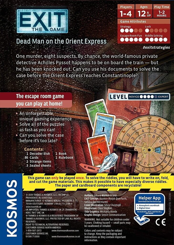 Lauamäng Exit: The Game – Dead Man on the Orient Express, EN цена и информация | Lauamängud ja mõistatused perele | hansapost.ee