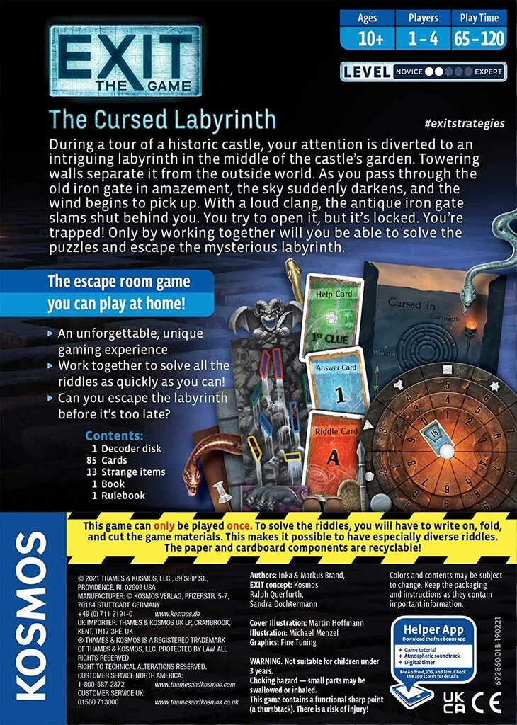 Lauamäng Exit: The Game – The Cursed Labyrinth, EN цена и информация | Lauamängud ja mõistatused perele | hansapost.ee