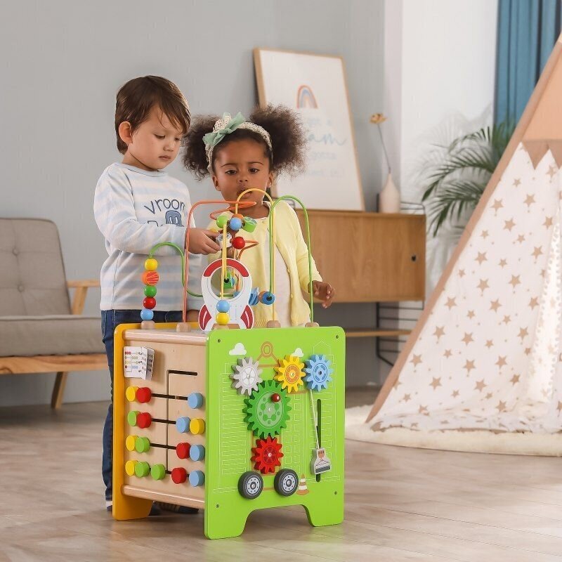 Suur puidust tegevuskuubik - sorteerija lastele Viga цена и информация | Beebide mänguasjad | hansapost.ee