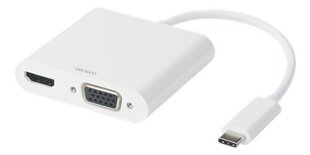Deltaco USB-C adapter, HDMI / VGA / Audio / USB-C, 100W USB-C PD 3.0, Valge hind ja info | USB adapterid ja jagajad | hansapost.ee