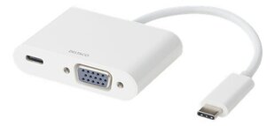 Deltaco USB-C adapter, VGA , USB-C, 60W USB-C PD, Valge hind ja info | USB adapterid ja jagajad | hansapost.ee
